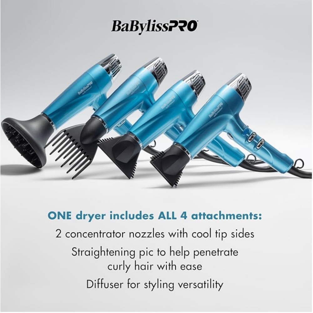 BaBylissPRO Blue Hair Dryer with Attachments
